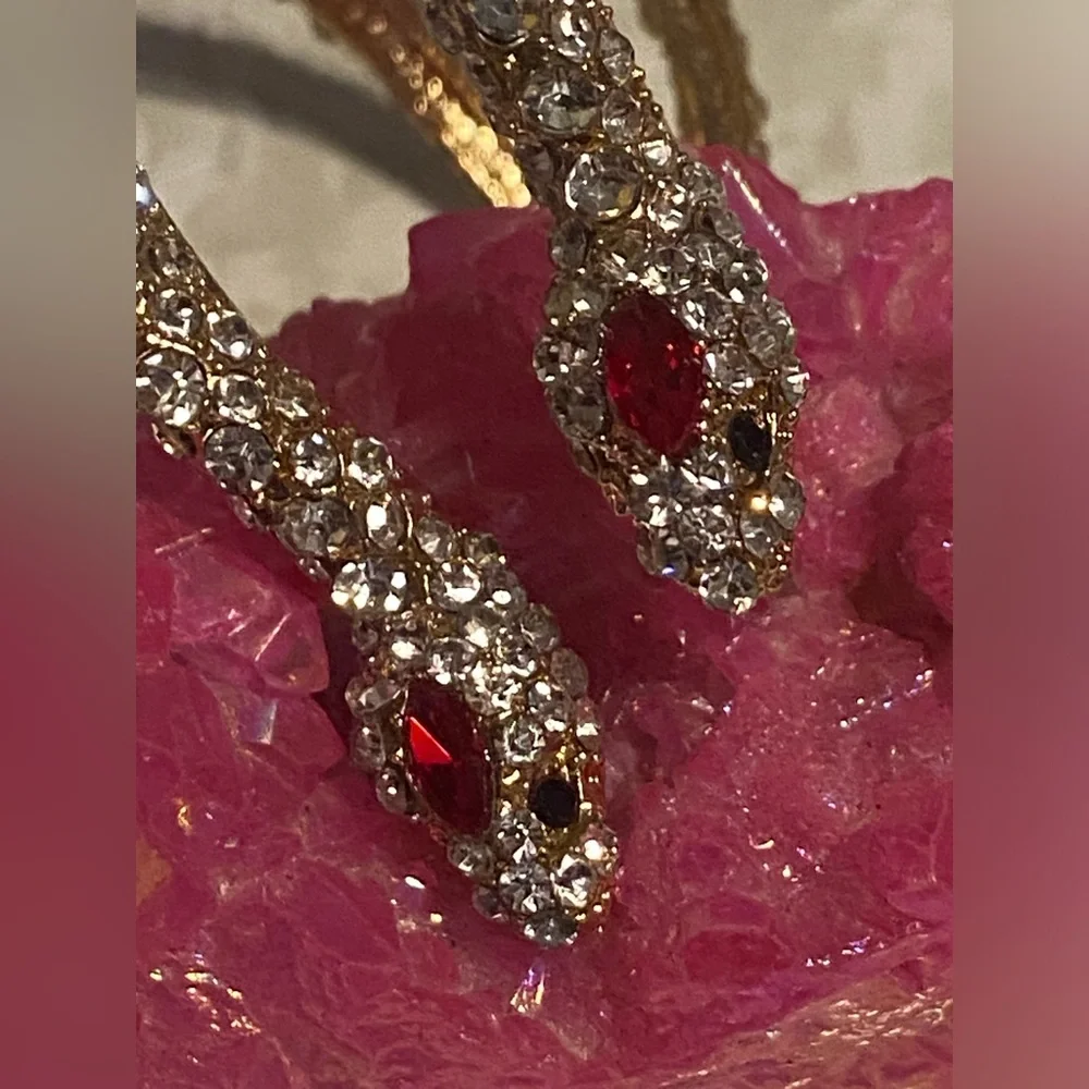 Damaged Snake Rhinestone Earrings for Parts, Repairs or Crafts 💎
